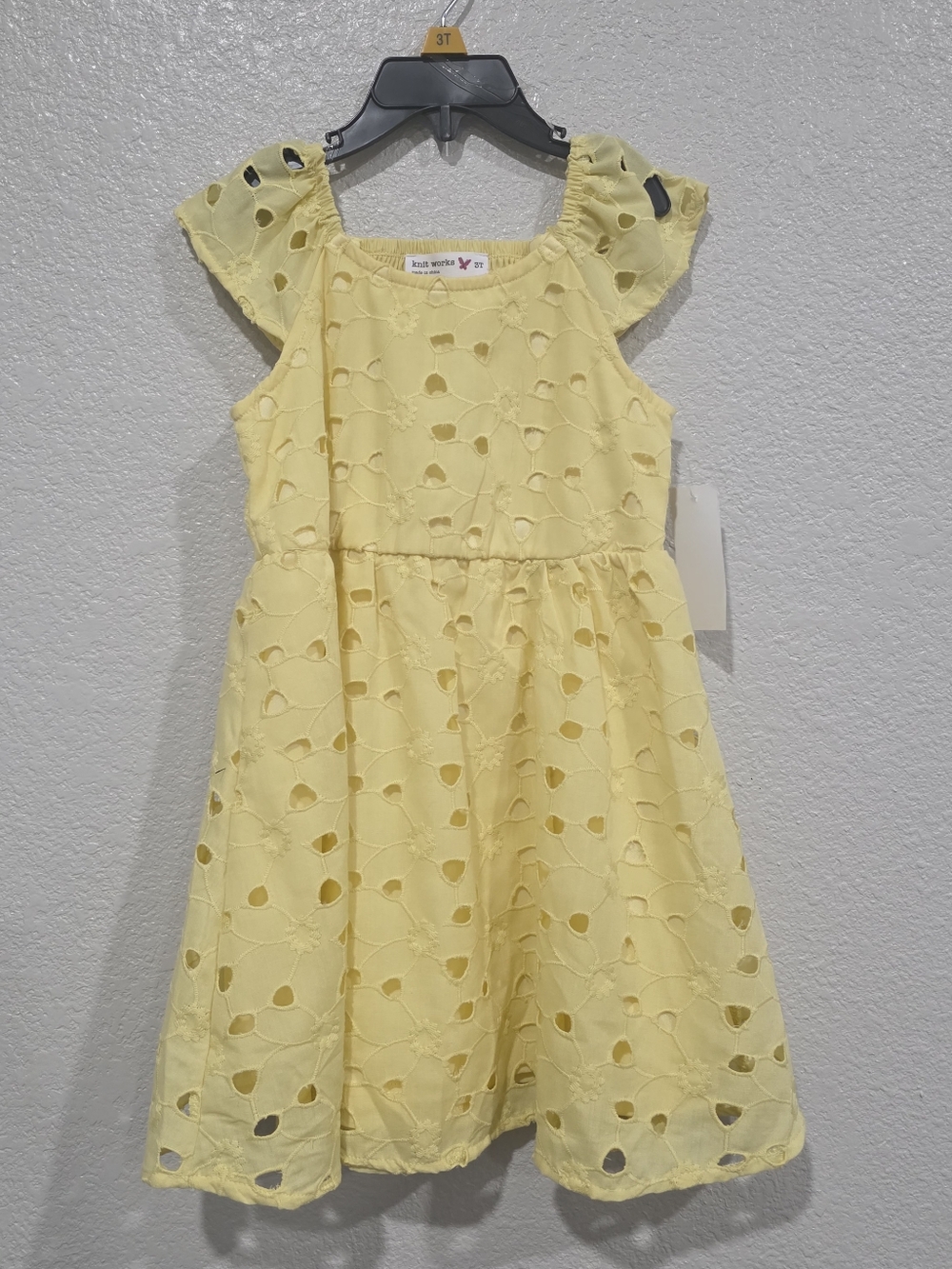 Knitworks Yellow Eyelet Flutter Dress